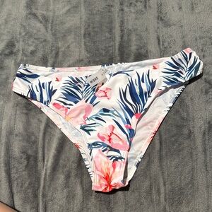 SHEIN Tropical Print Bikini Bottom - Pink and Blue